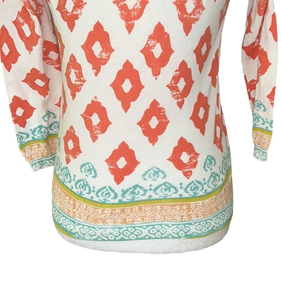 Anthropologie Moth Karnali Ikat Geometric 3/4 Sleeve Cotton Crop Cardigan - S - Picture 7 of 12